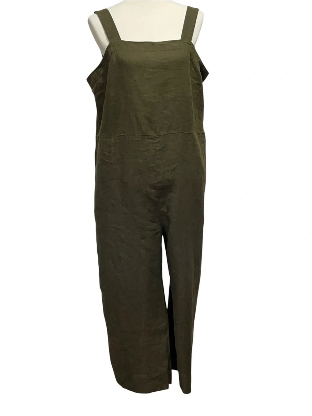 Quince Olive Green 100% European Linen Square Neck Jumpsuit XL Lagen Minimalist